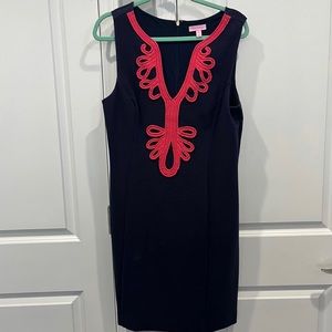 Lilly Pulitzer Navy Blue and Pink sheath dress Like New